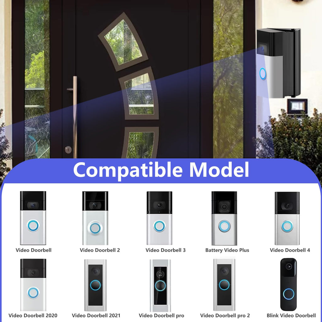 Video Doorbell Mount, Adjustable 30 to 55 Degree Doorbell Camera Angle Bracket Mount Wedge Kit Compatible with Video Doorbell 3/3 Plus/ 4 for Doorbell Security System Accessories