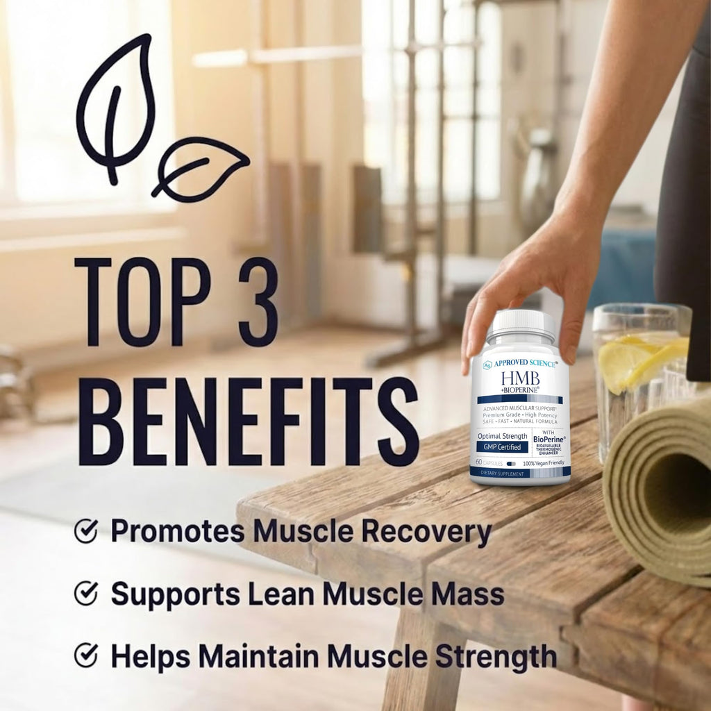 Approved Science HMB - 1500mg High Potency HMB Supplement with Calcium & BioPerine for Absorption - Muscle Health & Exercise Performance - 60 Vegan Capsules - Pack of 3