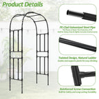 Trellume Thickened Metal Garden Arch-59(L)*94.5"(H),Garden Trellis for Climbing Plants Outdoor, Heavy Duty Rust-Proof Iron Arbor Archway for Backyard, Patio, Lawn and Wedding Decorations(20MM Pipe)
