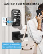 Zowill Keyless Entry Door Lock with 2 Lever Handles, Zowill Electronic Keypad Deadbolt, Auto-Locking, Anti-Peeping Password, Digital Code Door Lock, Front Door Handle Sets, Matte Black