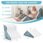 Kingfun 4PCS Orthopedic Bed Wedge Pillow Set for Headboard, Post Surgery Memory Foam Support Pillows for Back, Neck and Leg Pain Relief, Adjustable Triangle Pillow - Acid Reflux, Anti Snoring & GERD