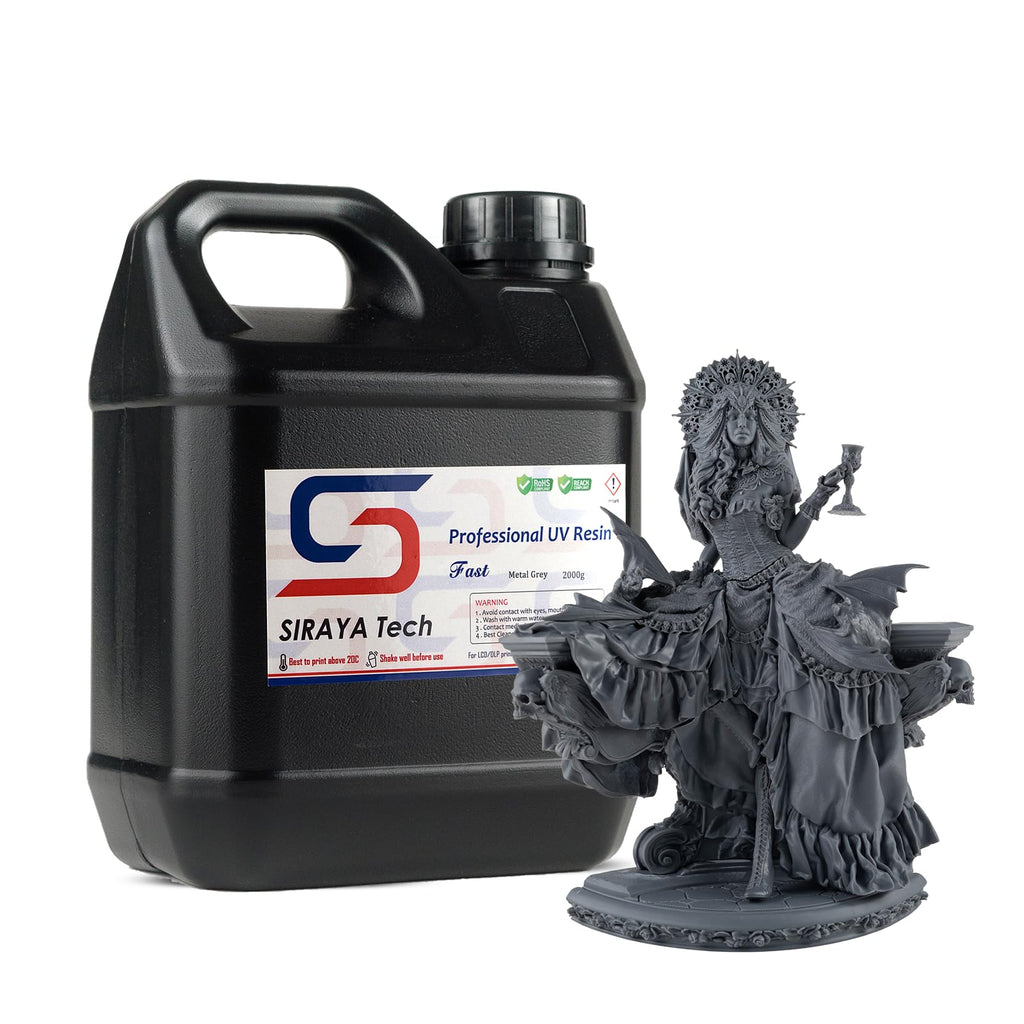 Siraya Tech Fast ABS-Like 3D Printer Resin 405nm UV-Curing 8K Resin Easy to Print Non-Brittle High Precision Standard Photopolymer Resin 3D Print Liquid for LCD DLP 3D Printing(Metal Grey, 2kg)