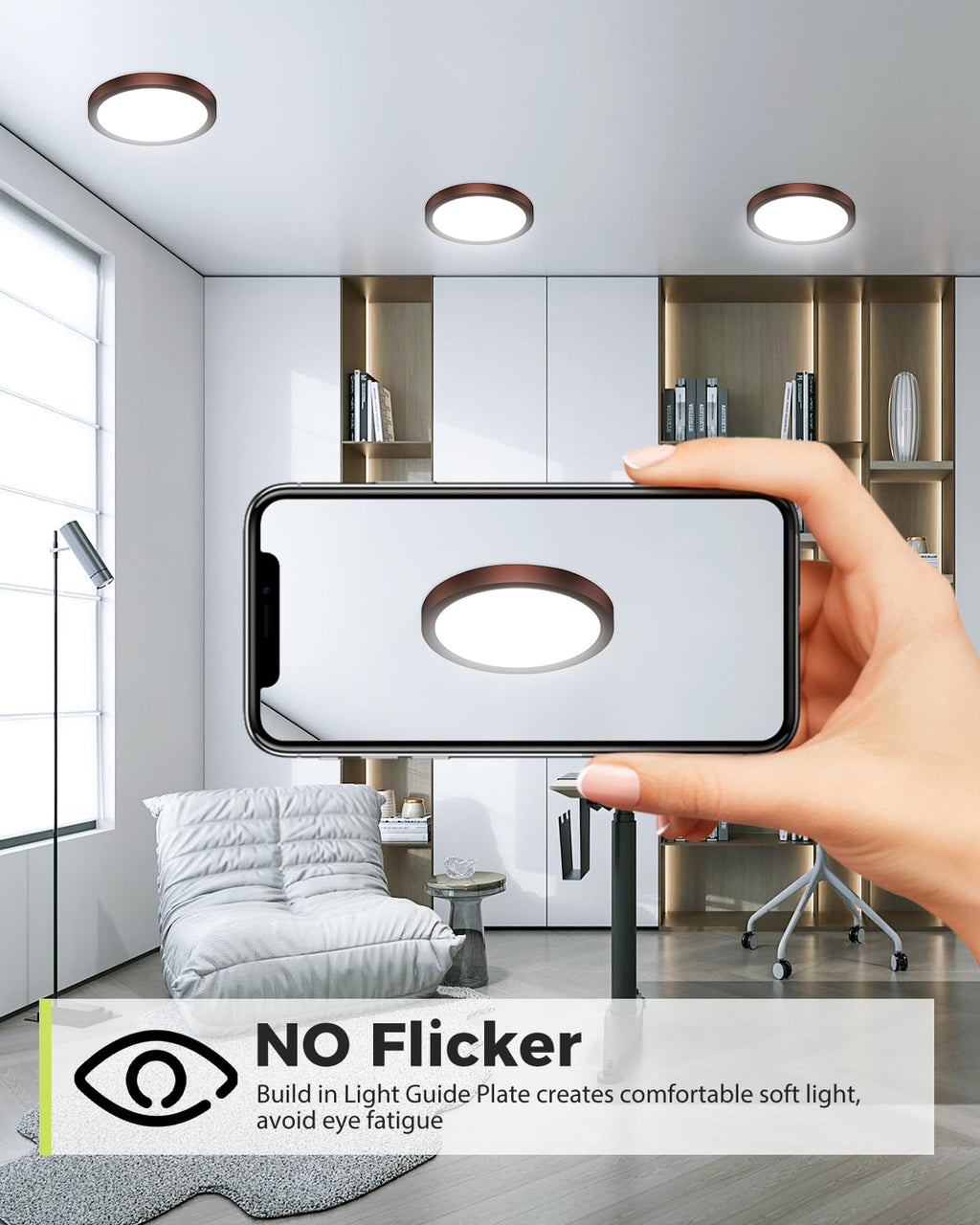 hepside 2Pack Dimmable Flush Mount Ceiling Light Fixture Oil Rubbed Bronze, 3000/4000/6500K Ceiling Lamp, 7.5INCH 15W 1500LM Low Profile Light for Bedroom, Kitchen, Bathroom, Hallway