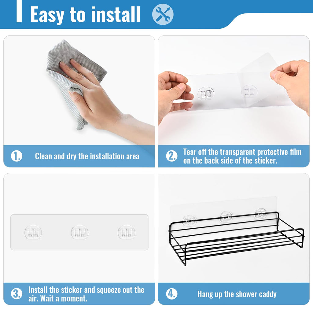 EILKBLA 15 Pack Shower Caddy Adhesive Replacement - Strong No Drilling