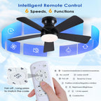 41 inch Ceiling Fans with Lights, Black Flush Mount Ceiling Fan with Remote, 3CCT, LED Dimmable, Reversible, 6 Fan Speeds, Quite Low Profile Ceiling Fan with Lights Modern Bedroom Kitchen Indoor