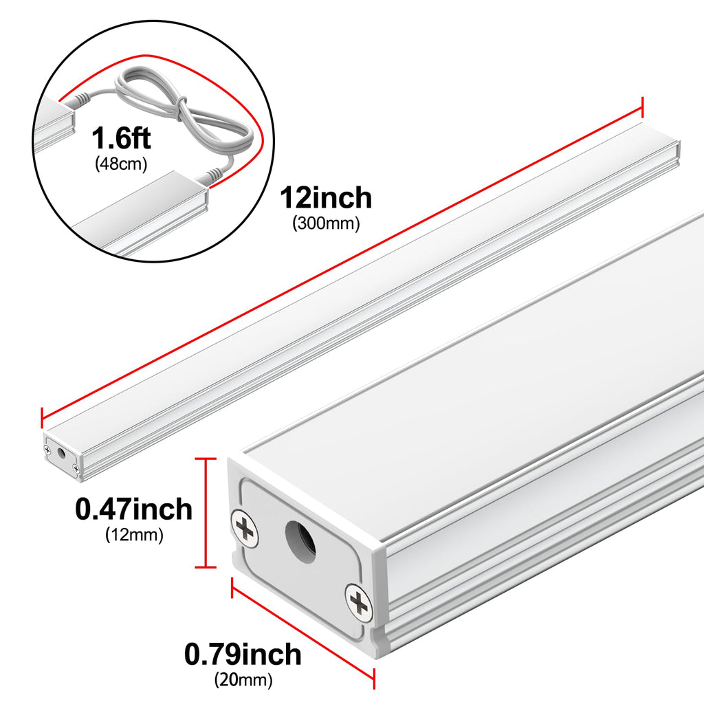 ASOKO Under Cabinet Lighting, 4500K Daylight, 3 Pack 12 inch Linkable