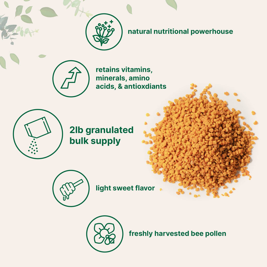 Micro Ingredients Pure Bee Pollen Granules, 2 lb | Fresh Harvest, Raw & Natural Superfood | Rich in B Vitamins, Minerals, Protein & Antioxidants | Keto, Non-GMO
