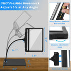 5X Large Magnifying Glass with Light and Stand, 42 LED Flexible Gooseneck Magnifying Desk Lamp, 2 in 1 Adjustable Brightness Detachable Large Page Magnifier for Reading, Sewing, Crafts, Painting, DIY
