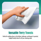 ZUPERIA Terry Towels Pack of 60 (14" X 17" Inches) 100% Cotton Terry Barmop Towels - Absorbent & Durable Bar Rags, Multipurpose Cleaning Rags for Home, Automotive & Garage Cleaning Supplies (White)