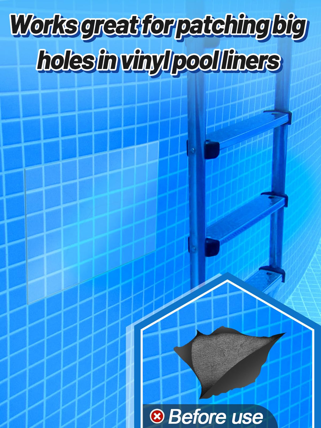 Aulock Exlarge Clear Pool Liner Repair Patch - 4ft x 2.8ft Self-Adhesive PVC Vinyl Patch Kit for In-Ground or Above Ground Pools Inflatable Swimming Pools Boat Air Mattress
