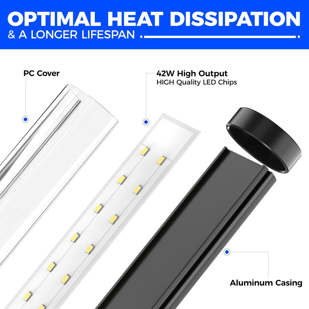 Barrina T10 Vertical Grow Light, 4FT 42W, 5000K Full Spectrum, High PPFD