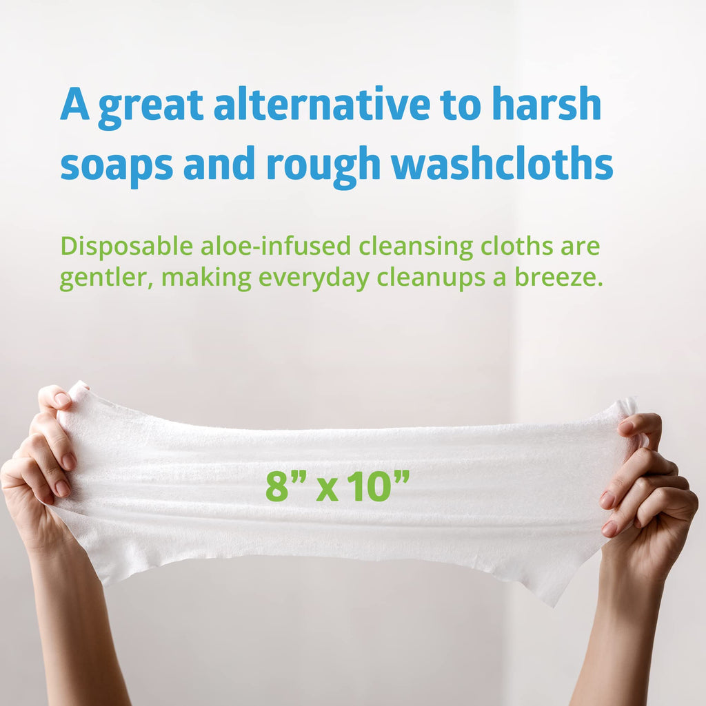 FitRight Personal Cleansing Wipes with Aloe (8x10 inch) | 600 Pieces Moisturizing Body Wipes for Adults Bathing and Incontinence Cleaning | Scented Cloth Adult Wipes for Elderly Care