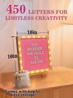 10"×10" Felt Letter Board with LED Lights & Stand for Halloween Party Decor