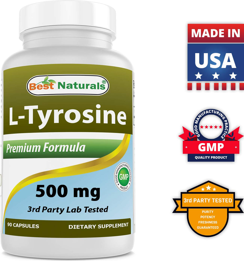 Best Naturals L-Tyrosine 500 mg 90 Capsules (90 Count (Pack of 3))