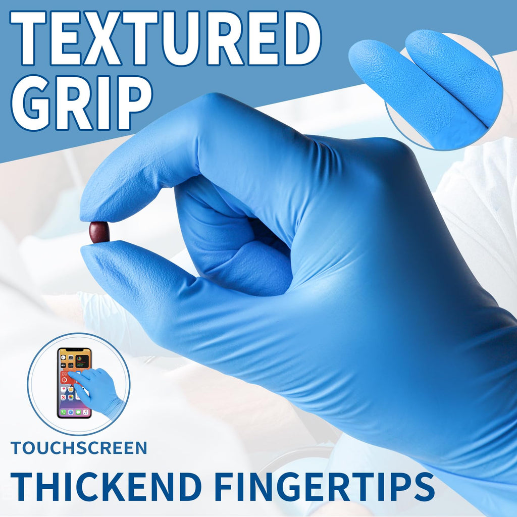 FINITEX Blue Disposable Nitrile Exam Gloves - 200 PCS/BOX 3.5mil Rubber Powder-Free Latex-Free Medical Examination Home Cleaning Food Gloves, LARGE
