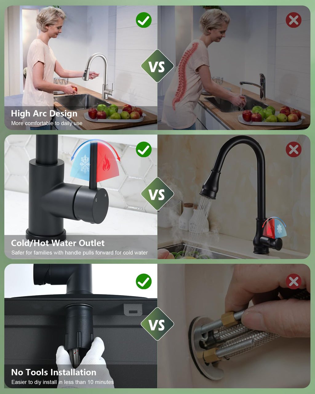Kitchen Faucet with Pull Down Sprayer, Brushed Nickel High Arc Modern Classic Sink Faucet Stainless Steel Fit for 1 or 3 Hole for Pot Filler Bar Farmhouse Laundry Rv