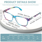 CLASAGA Progressive Multifocus Reading Glasses for Women,Blue Light Blocking Spring Hinge Fashion Pattern Print Computer Readers (pattern design-5, 1.5, x)
