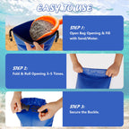 2 Pack 10L/30lb Universal Pool Step Weights 500D PVC Waterproof Swimming Pool Ladder Weights No Breaken Above Ground Pool Ladder Sand Bags, Foldable Pool Stair Weights for Pool Steps(Blue)