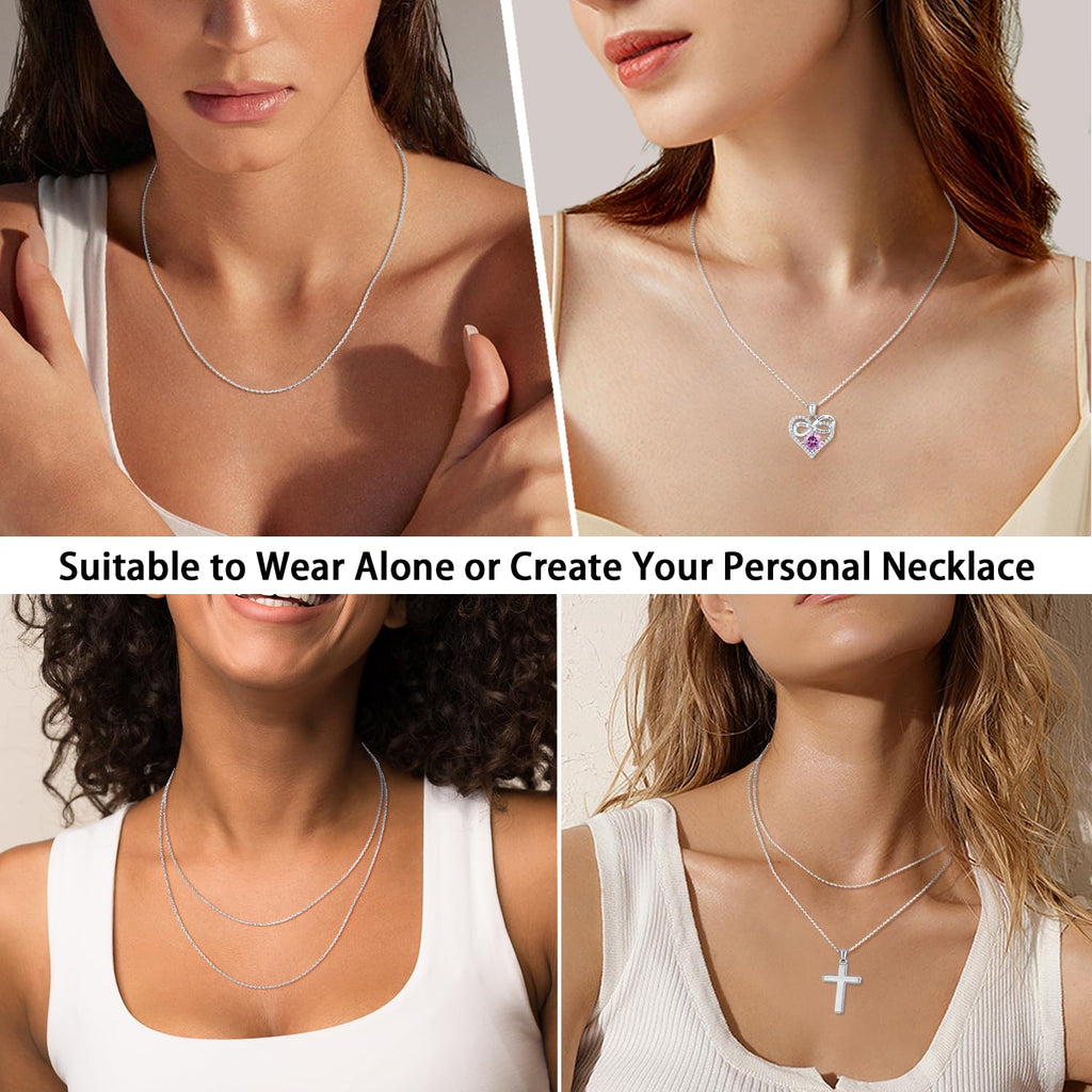 Jewlpire 925 Sterling Silver Chain Necklace for Women, 1.2MM Cable Chains Silver Chain for Women Sturdy Women's Chains Necklace, 20 Inch