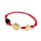 St Benedict Red String Bracelet for the New Family Member Genuine Azabache Jet Stone Welcome to the World