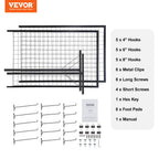 VEVOR 2 x 5.6 in Grid Wall Panels, 2 Packs Wire Gridwall Display Racks Tower with T-Base, Floorstanding Double Side Gridwall Panels, Retail Display with Extra Clips and Hooks for Art Craft Shows