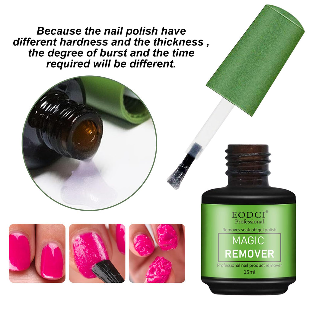 Eodci 3Pcs Magic Nail Polish Remover, Soak-Off Quick,Quickly & Easily Professional Remove Gel Nail Polish, Gel Polish Remover for Nails