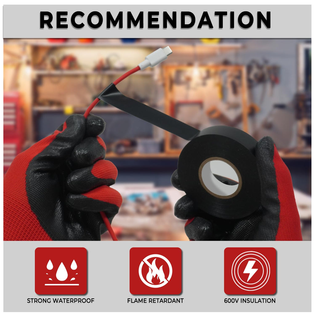 SWRT 0.75" x66ft 3 Pk Electrical Tape, Waterproof Flame Retardant.