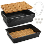5 Pack Nursery Pots Trays with Removable Mesh Drainage Mat, Plastic Seed Starter Trays (17"x12"x3.5") with Drainage Hole, Propagation Kit for Seedlings, Microgreens, Plant Germination (Black)