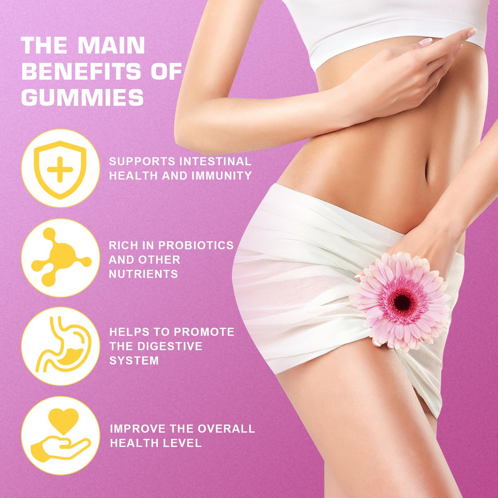 Women’s Probiotic Gummies with Slippery Elm & Prebiotic, Daily Feminine Balance Support, pH Balance for Women, Healthy Flora & Freshness Support, Digestive & Immune Support, Pineapple Flavor, 60 Count