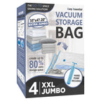 4 XXL Jumbo Vacuum Storage Bags for Bedding, Space Saver with Hand Pump