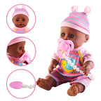 deAO Black Baby Doll Set - Mobile, High Chair, Stroller & Feeding Accessories - 21 Piece Play Set (Doll Included)