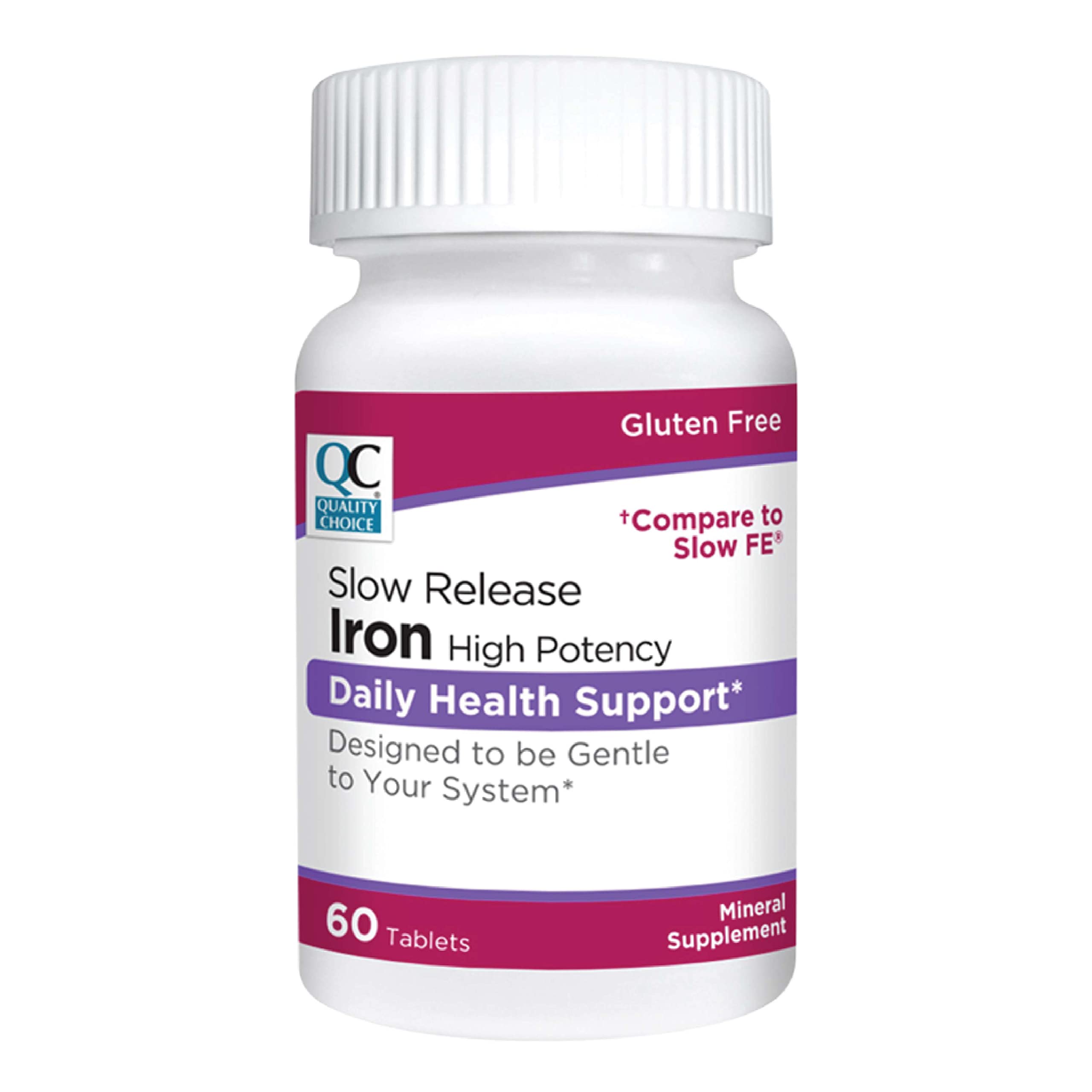 Quality Choice Iron High Potency Slow Release Tablets, 45mg, 60 Tabets Each (Pack of 7)