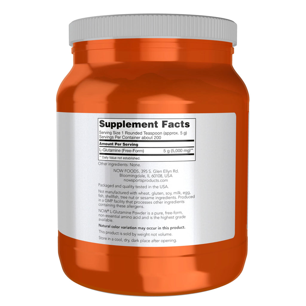 NOW Foods Sports Nutrition, L-Glutamine Pure Powder, Nitrogen Transporter*, Amino Acid, 35.3-Ounce