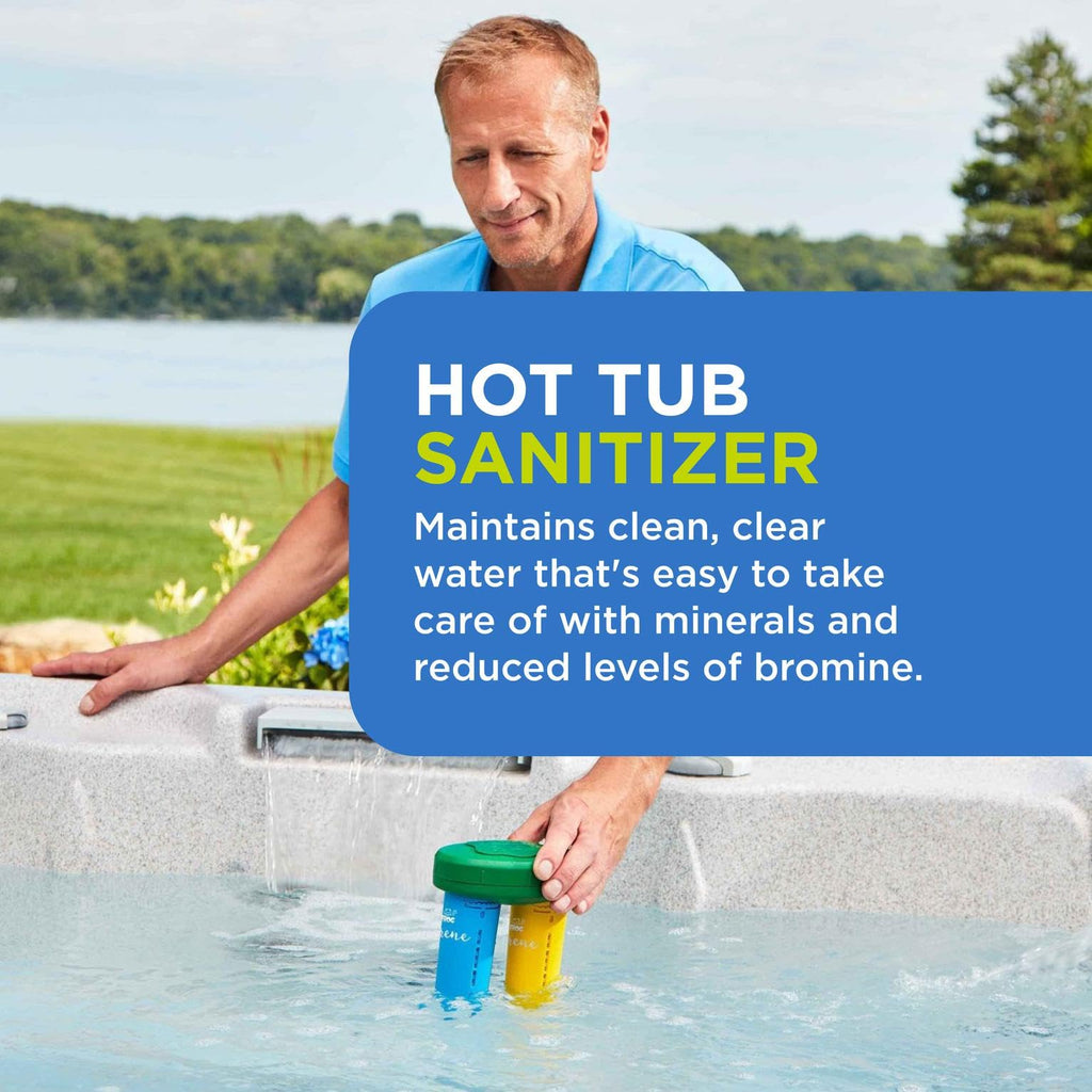 FROG Serene Floating System for Hot Tubs - Quick & Easy Prefilled Hot Tub Sanitizer - Hot Tub Maintenance System with Sanitizing Minerals & Bromine - Starter Bundle