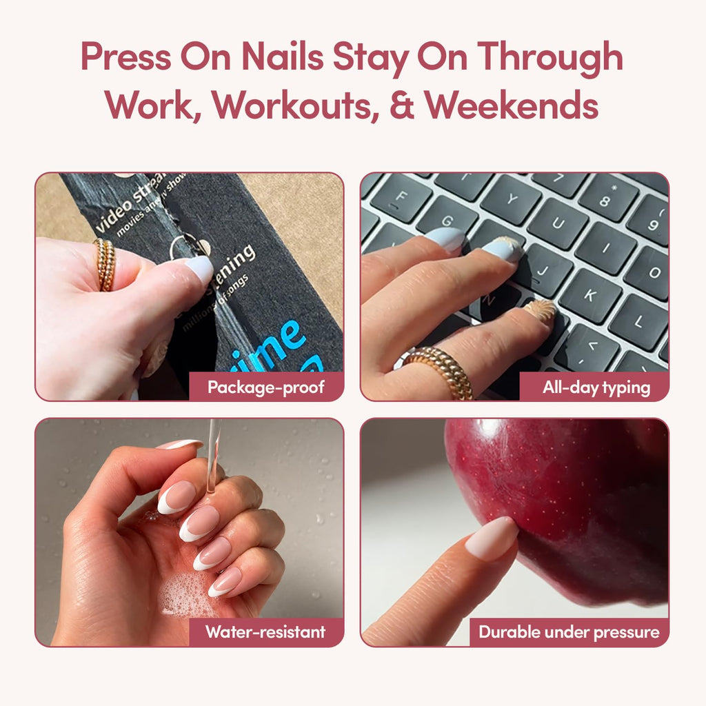 Glamnetic Halloween Press On Nails, Medium Almond, Matte, Red Bottom