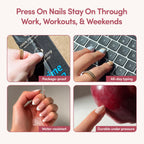Glamnetic Halloween Press On Nails, Medium Almond, Matte, Red Bottom