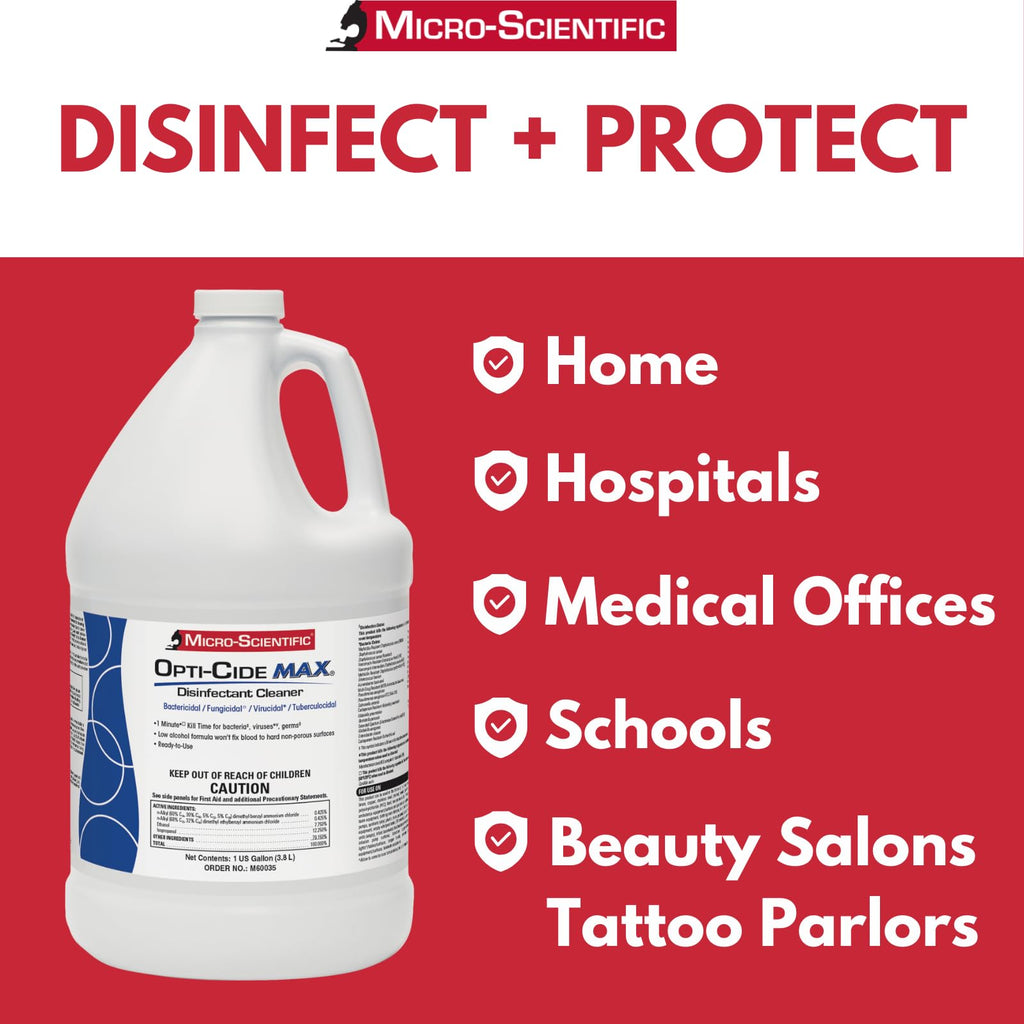 Micro-Scientific Opti-Cide Max Disinfectant Cleaner & Sanitizer, Broad-Spectrum, Kills in 2 Minutes, 1-Gallon Pour Bottle