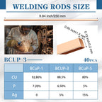 Tandefio 7.5% Silver Brazing Rods AWS BCUP-4 40 Sticks, Silver Solder Flat Welding Rods 0.050"x1/8"x10" for Air Conditioning, Refrigerator, Cold Storage & HVAC Units, Phos Copper Brazing Alloys