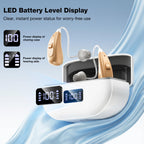 NVBOTY OTC Hearing Aids for Seniors & Adults - Rechargeable, 25+ Hour Battery Life, Advanced Noise Cancellation, 5-Level Volume & Memory, Clear Sound, Comfort-Fit, LED Display (White)