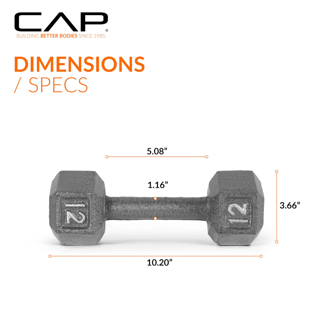 CAP Barbell Cast Iron Hex Dumbbell, Single, 12 lb