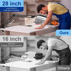 10X Large Magnifying Glass with Light and Clamp, Real Glass, 5 Color Modes, Stepless Dimmable, Lighted Magnifier with Stand Hands Free, LED Swing Arm Desk Lamp for Close Work, Craft, Reading, Painting