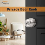 Probrico Brushed Nickel Bed/Bath Door Knobs, Satin Ball Door Knob, Interior Door Knobs for Bedroom Bathroom, Privacy Function, 10 Pack