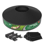 Mars Villa Landscape Edging, 4‘’ Tall 100FT Garden Border Edging Kit with 99 Anchoring Spikes, Decorative Flexible Lawn Edging Cover 75㎡ for Lawn, Yard, Flower Bed (Black, 4IN, 100FT)