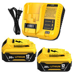 Ibanti 2 Packs 12000mAh 20 Volt Lithium ion DCB208 Battery and DCB107 Charger Compatible with Dewalt 20V Max Battery DCB207 DCB206 DCB204 DCB203 DCB200 DCB201 DCD/DCF/DCG/DCS Cordless Power Tools