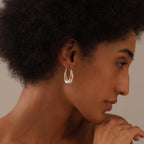 LeCalla Sterling Silver Earring Hoops for Women | Filigree Earrings | 925 Silver Hoop Earrings | Women's Filigree Hoop Earrings | 925 Silver Italian Hoops Earring | Medium Oval Hoop for Women - 32mm