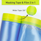 Tangibay Pre-Taped Masking Film for Painting - 22" x 66' Painters Plastic Sheeting with Automotive Paint Tape and Drape for Covering Cars, Walls, Windows and Furniture Protection (6 Rolls)