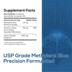 Nutri Nation Methylene Blue Pharmaceutical Grade Capsules, 120 Count, 2 Month Supply for Focus & Cognitive Support for Adults - Third Party Tested and Made in USA