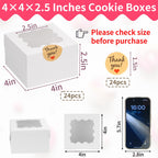WINKIO Cookie Boxes with Window, Small Bakery Boxes for Dessert Pastry