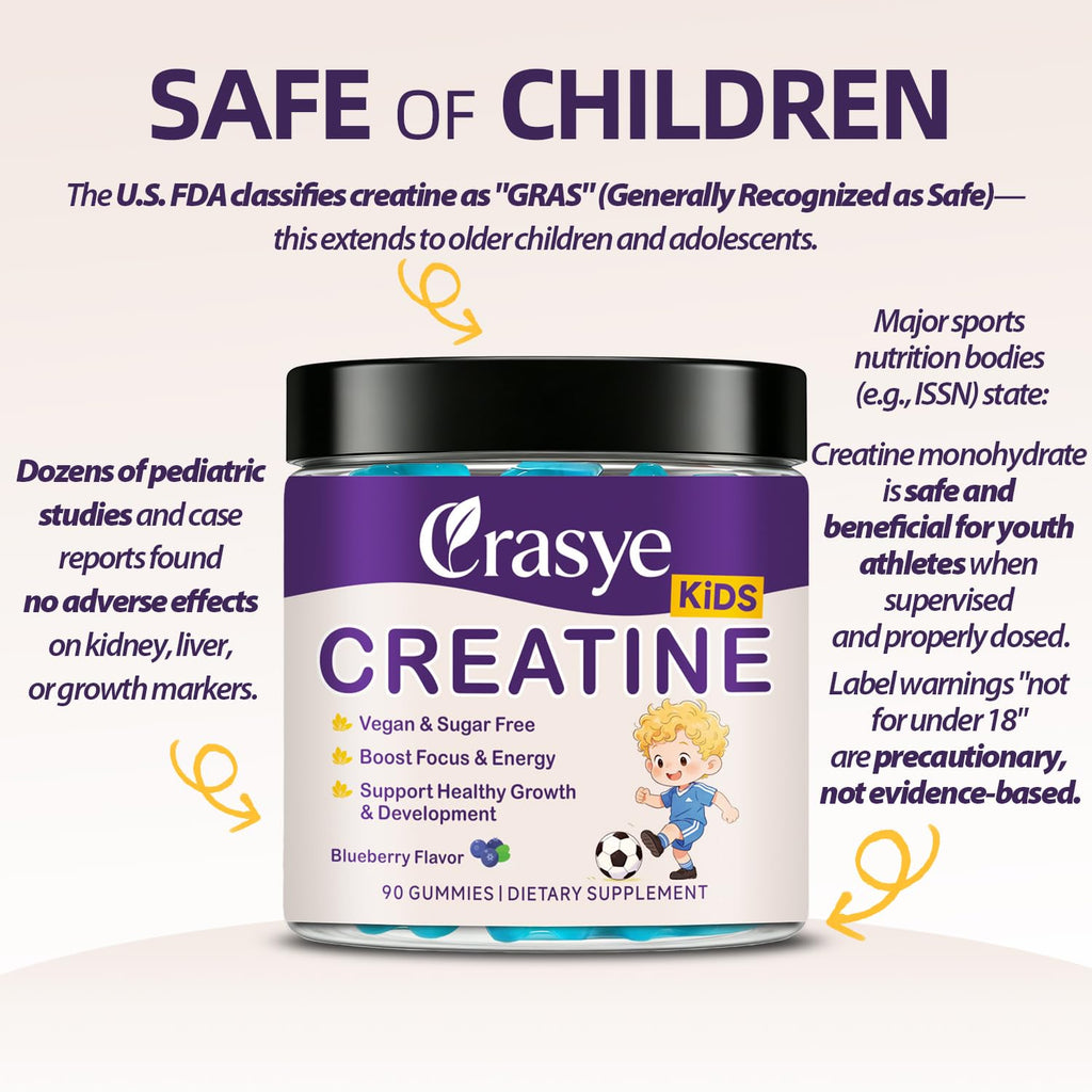 Crasye Creatine Gummies for Kids and Teens with Vitamin B12