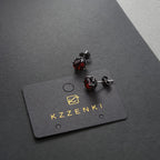 KZZENKI Red and Black Earrings Vintage Crown Stainless Steel Cubic Zirconia Stud Earrings Cool Gothic Jewelry